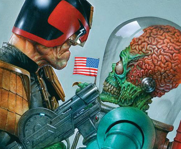 Cover art for Al Ewing's Mars Attacks Judge Dredd miniseries