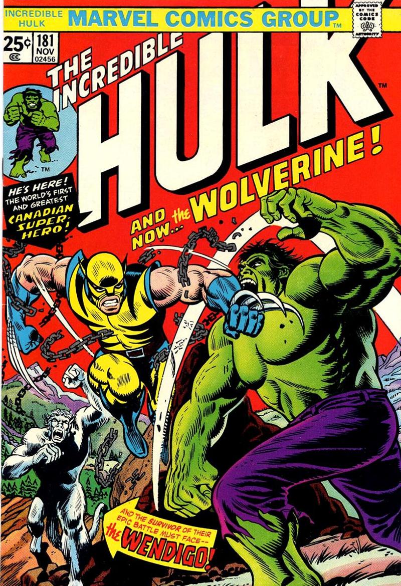 Wolverine's iconic first appearance on the cover of Incredible Hulk #181