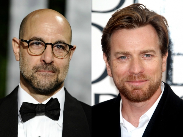 Stanley Tucci and Ewan McGregor are playing a piano and a candelabra
