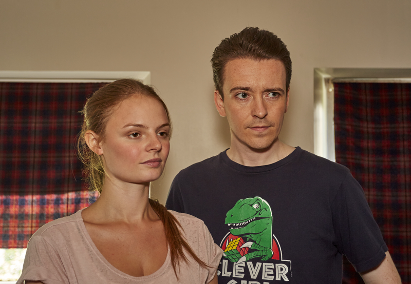 Martin Carmichael and Maya Hedges - characters in 'Cops and Monsters' in Glasgow Flat Location - 18 July 2015