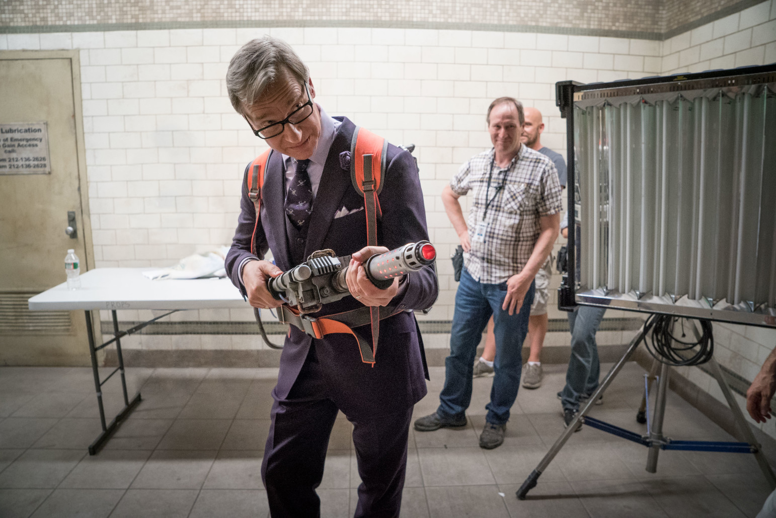 Paul Feig on the set of Ghostbusters