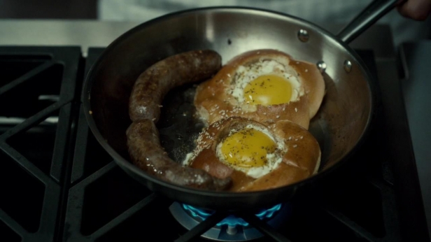 Sausage and Eggs Highlife, as prepared for Abigail Hobbs.