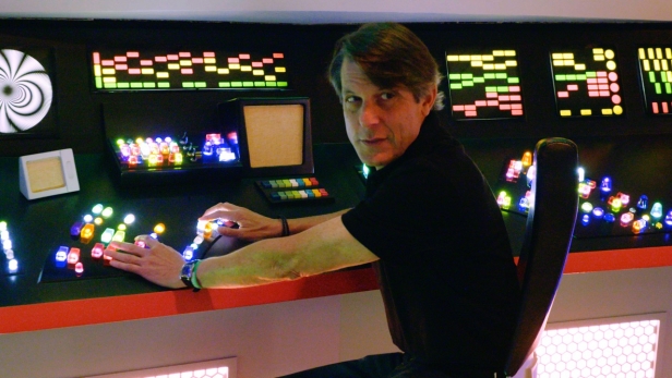 Adam Nimoy revisits the bridge of the Enterprise at the Star Trek: Las Vegas convention in 2015 while filming For The Love Of Spock. (Photo Credit: Kevin Layne / 455 Films)